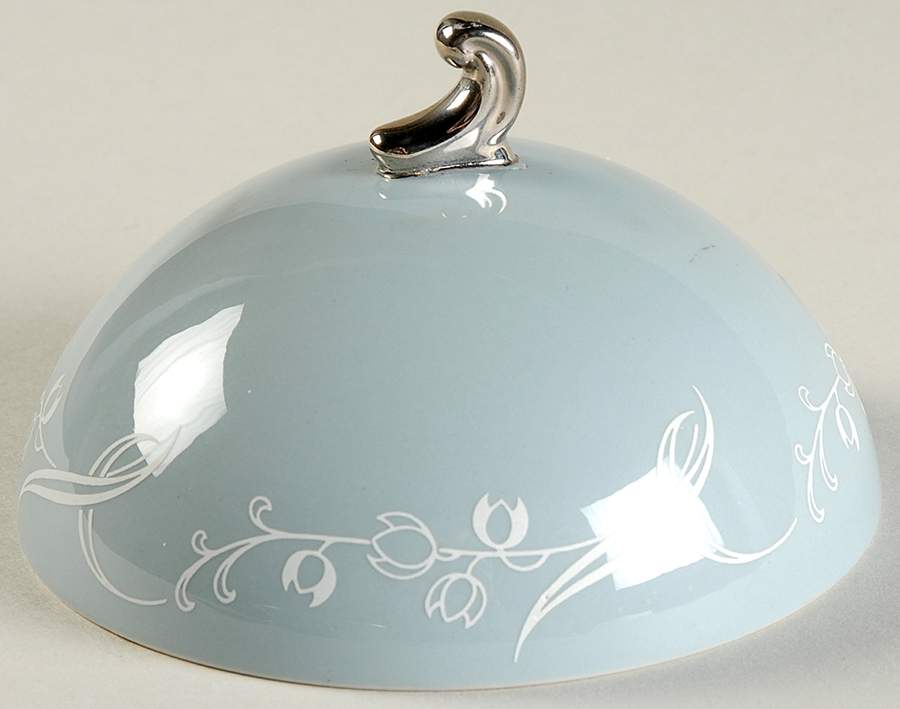 Snow Tulip Strata Blue (Rim & Coupe) Lid for Round Butter by Flintridge-1