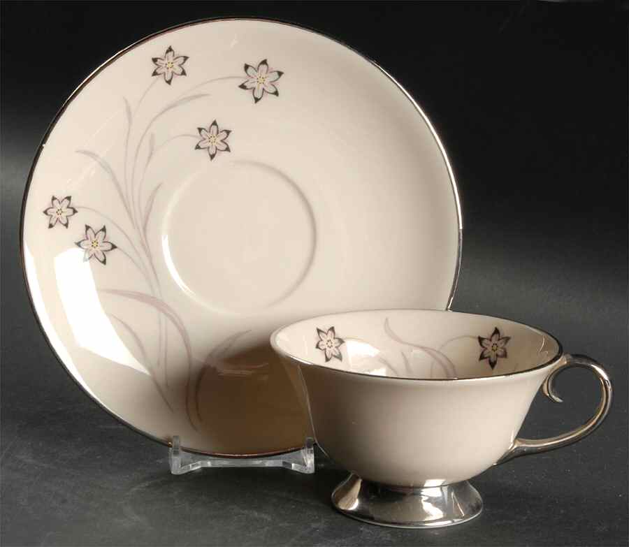 Starflower Footed Cup & Saucer Set by Flintridge-1