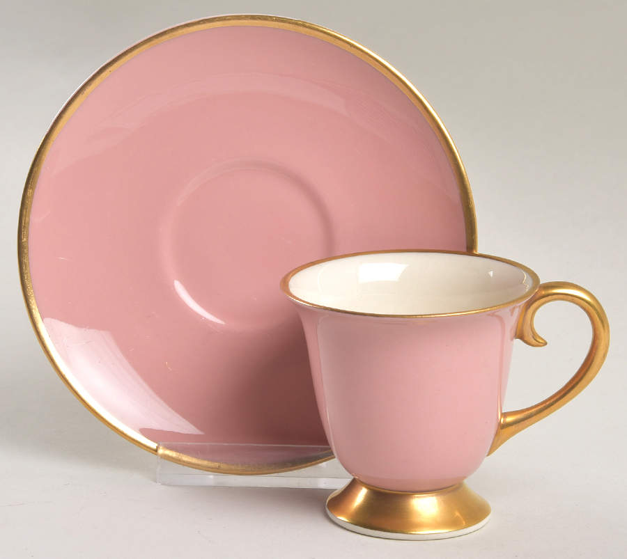 Sylvan-California Coral (Rim) Footed Demitasse Cup & Saucer Set by Flintridge-1