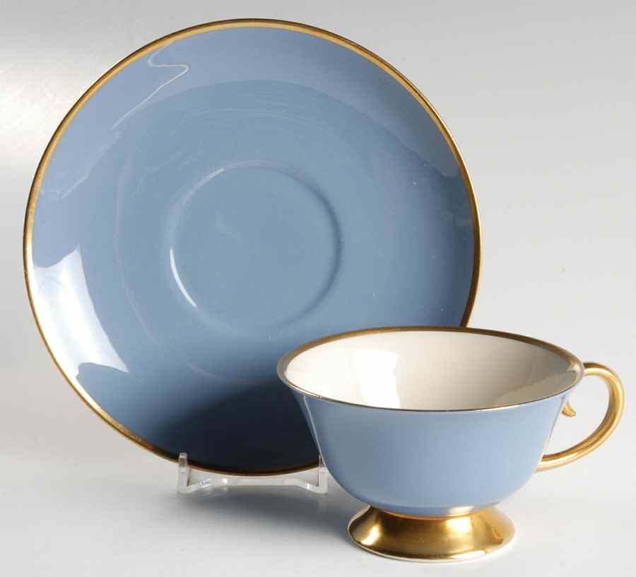 Sylvan-California Dutch Blue (Rim) Footed Cup & Saucer Set by Flintridge-1