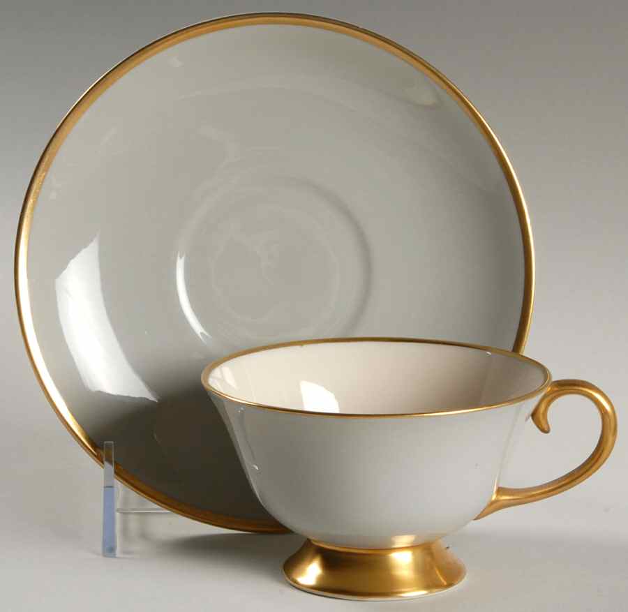 Sylvan-California Gray (Rim) Footed Cup & Saucer Set by Flintridge-1