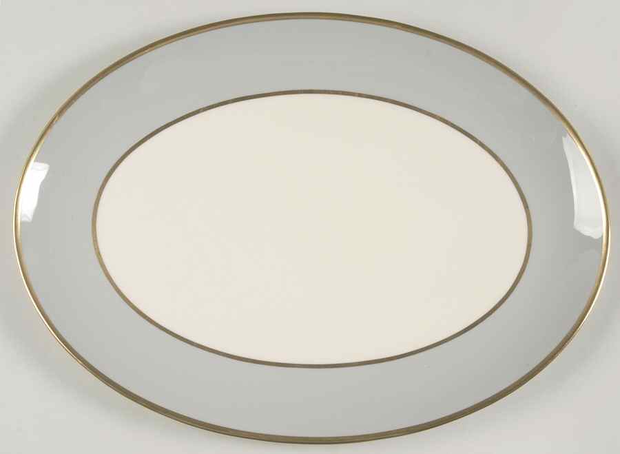 Sylvan-California Gray (Rim) 14" Oval Serving Platter by Flintridge-1