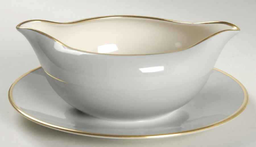 Sylvan-California Gray (Rim) Gravy Boat with Attached Underplate by Flintridge-1