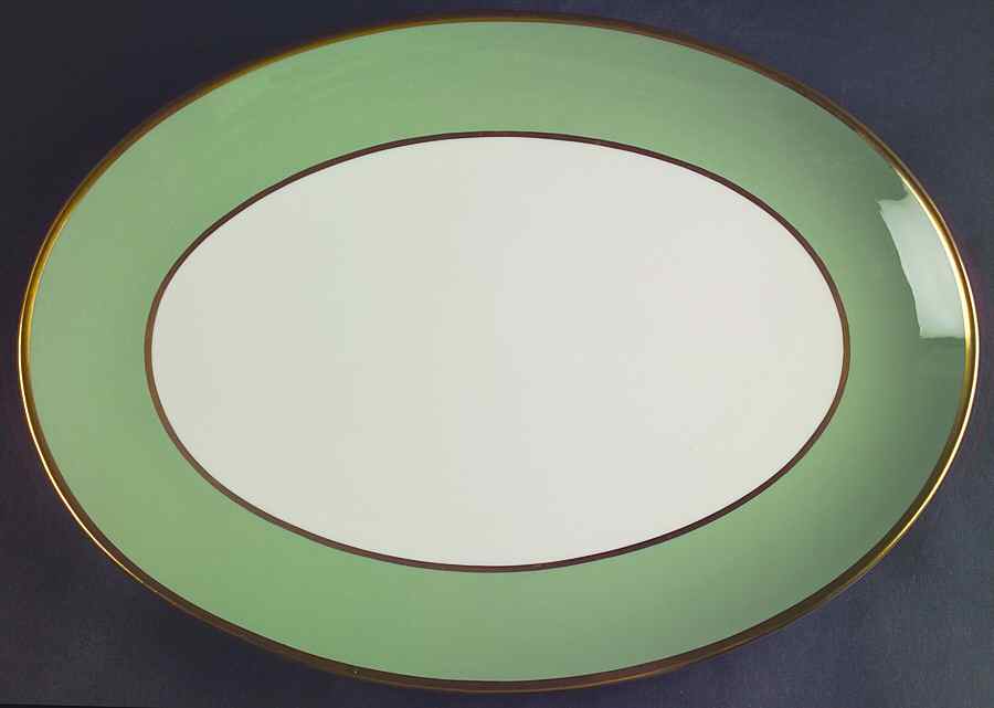 Sylvan-California Sage Green (Rim) 13" Oval Serving Platter by Flintridge-1