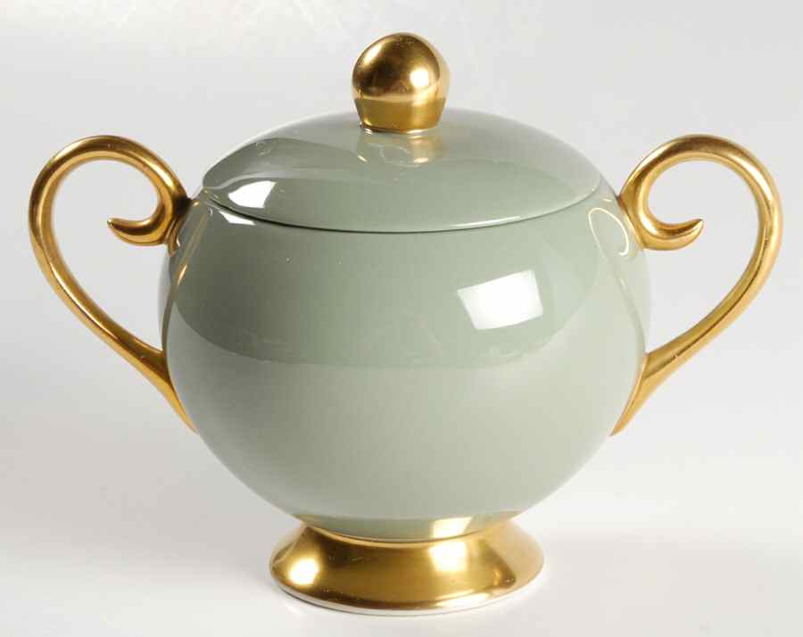 Sylvan-California Sage Green (Rim) Sugar Bowl & Lid by Flintridge-1