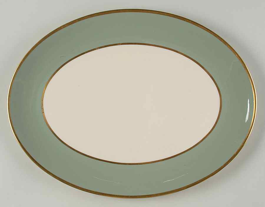Sylvan-California Sage Green (Rim) 14" Oval Serving Platter by Flintridge-1