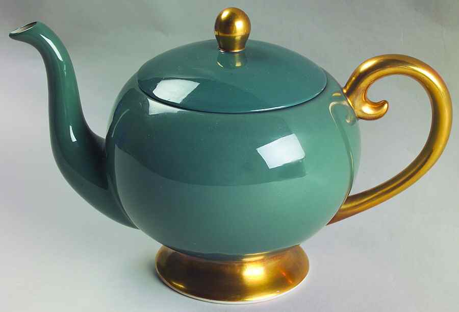 Sylvan-California Teal Green (Rim) Teapot & Lid by Flintridge-1