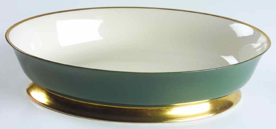 Sylvan-California Teal Green (Rim) 9" Oval Vegetable Bowl by Flintridge-1