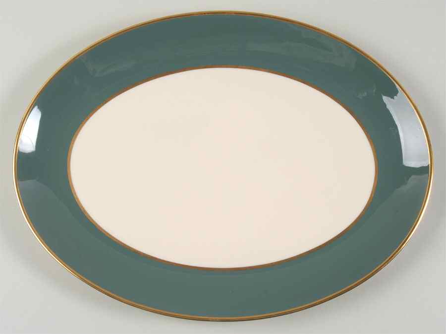 Sylvan-California Teal Green (Rim) 14" Oval Serving Platter by Flintridge-1