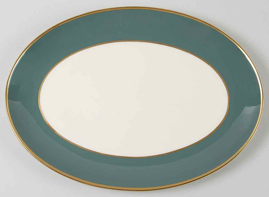 Sylvan-California Teal Green (Rim) 13" Oval Serving Platter by Flintridge-1