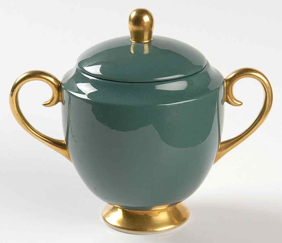 Sylvan-California Teal Green (Rim) Mini Sugar Bowl & Lid by Flintridge-1
