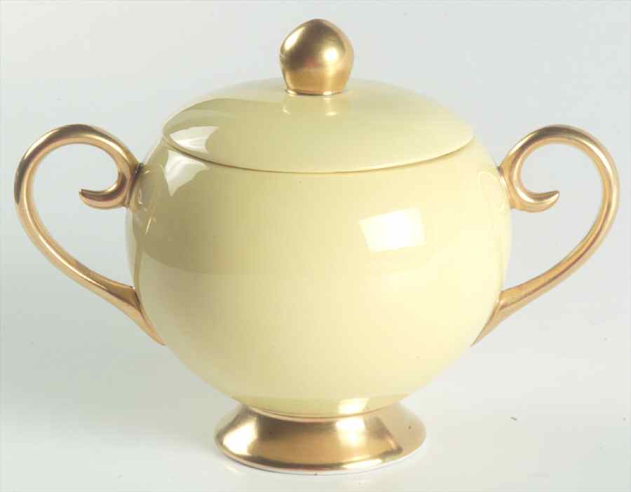Sylvan-California-Yellow (Rim & Coupe) Sugar Bowl & Lid by Flintridge-1