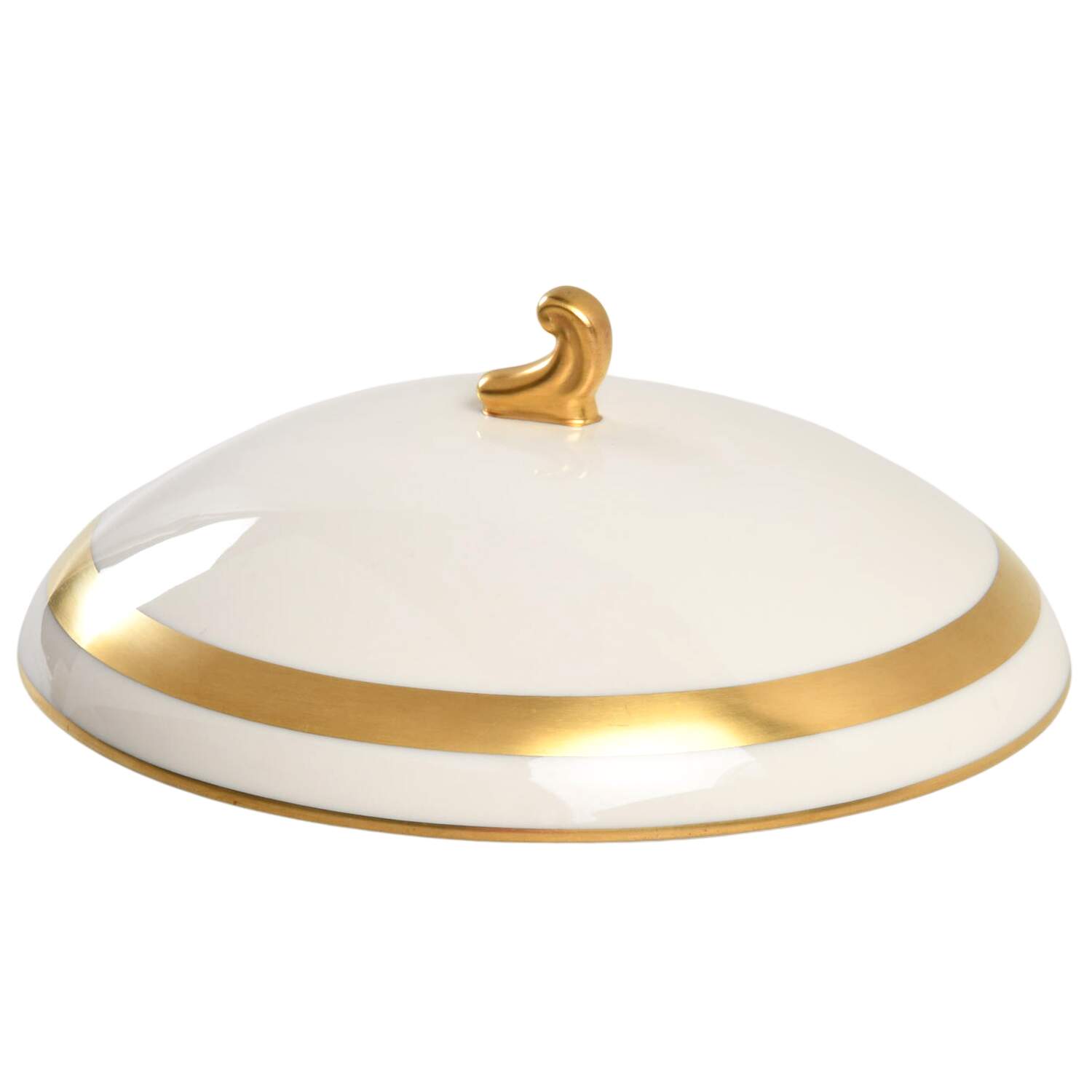 Theme (Wide Gold, Rim & Coupe) Lid for Round Vegetable by Flintridge-1