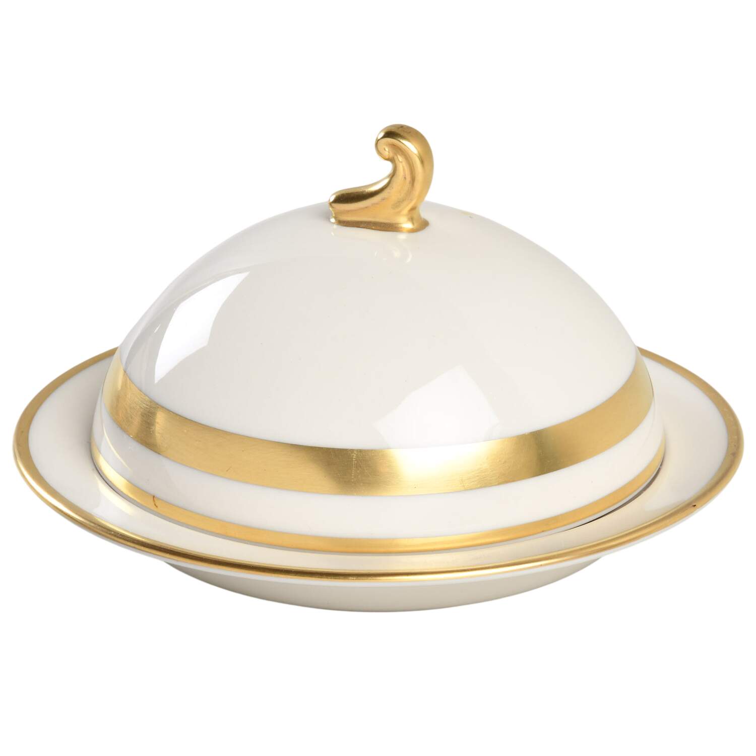 Theme (Wide Gold, Rim & Coupe) Round Covered Butter by Flintridge-1
