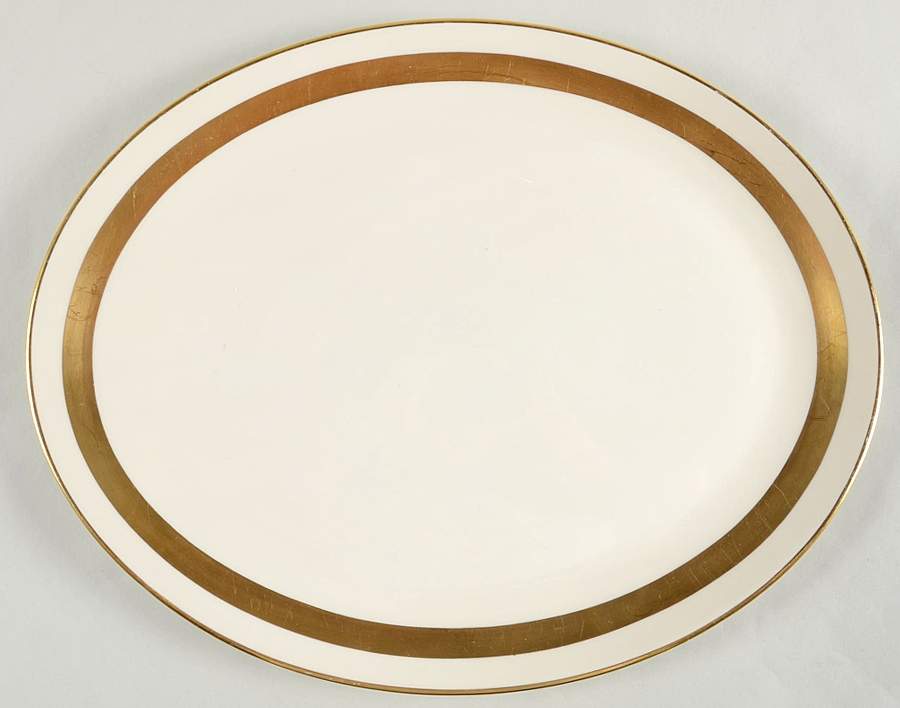 Theme (Wide Gold, Rim & Coupe) 16" Oval Serving Platter by Flintridge-1