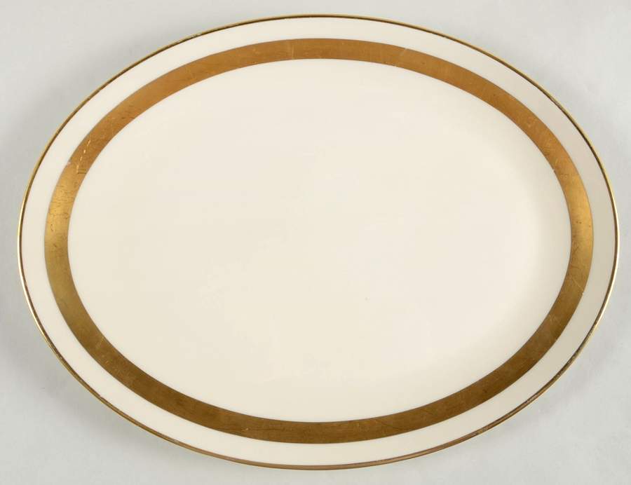 Theme (Wide Gold, Rim & Coupe) 14" Oval Serving Platter by Flintridge-1