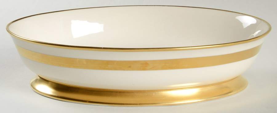 Theme (Wide Gold, Rim & Coupe) 10" Oval Vegetable Bowl by Flintridge-1