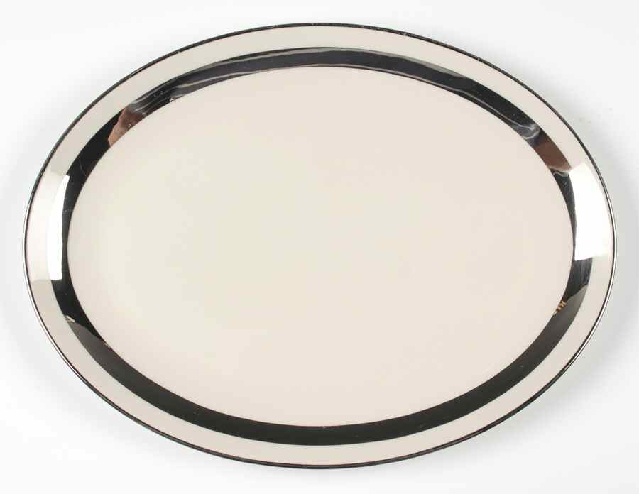 Theme (Wide Platinum, Rim & Coupe) 13" Oval Serving Platter by Flintridge-1