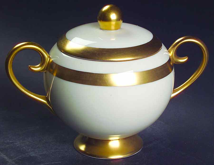 Theme (Wide Gold, Rim & Coupe) Sugar Bowl & Lid by Flintridge-1