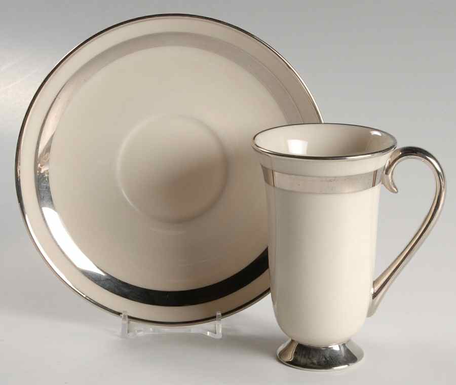 Theme (Wide Platinum, Rim & Coupe) Irish Coffee Cup and Saucer Set by Flintridge-1