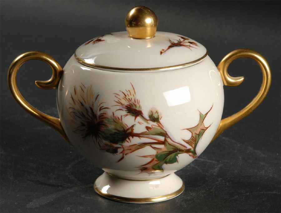 Thistle Sugar Bowl & Lid by Flintridge-1