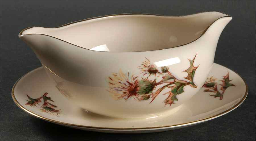 Thistle Gravy Boat with Attached Underplate by Flintridge-1