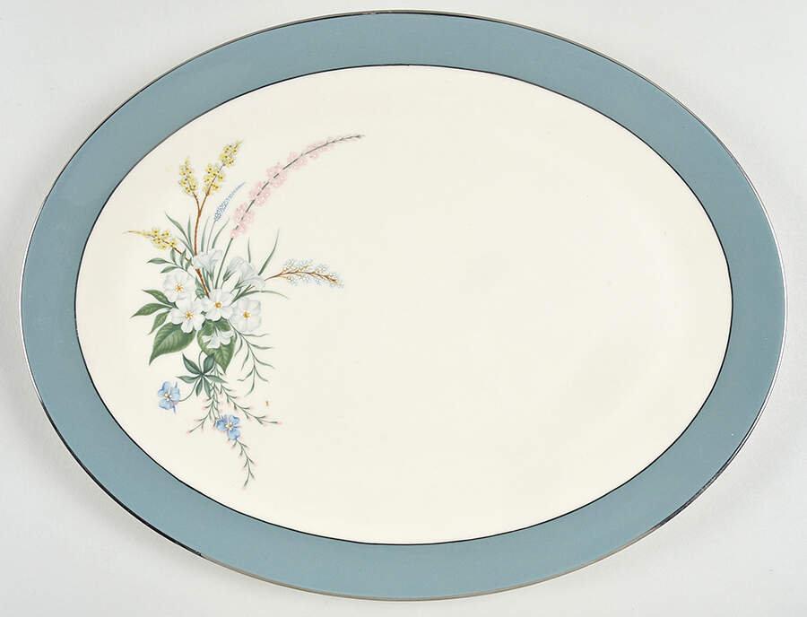 True Love Peacock (Rim) 14" Oval Serving Platter by Flintridge-1