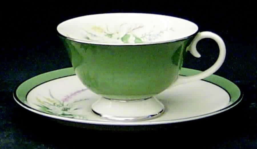 True Love Peacock (Rim) Footed Cup & Saucer Set by Flintridge-1