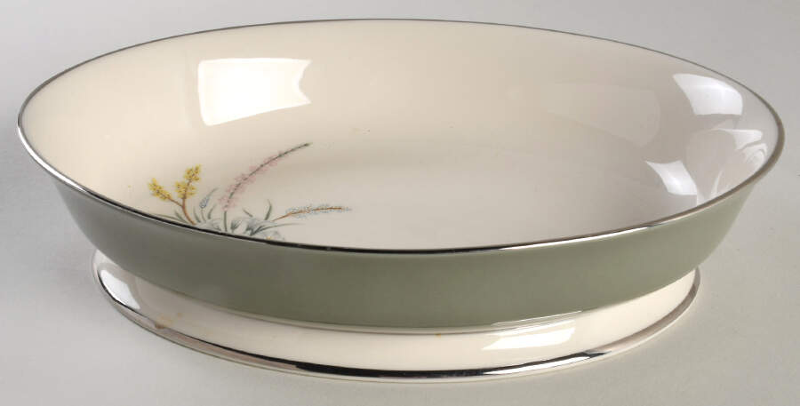 True Love Sage Green (Rim & Coupe) 9" Oval Vegetable Bowl by Flintridge-1