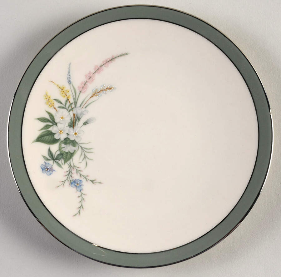 True Love Sage Green (Rim & Coupe) Coupe Bread & Butter Plate by Flintridge-1