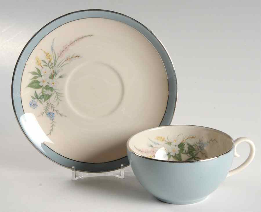True Love Strata Blue (Rim & Coupe) Flat Cup & Saucer Set by Flintridge-1