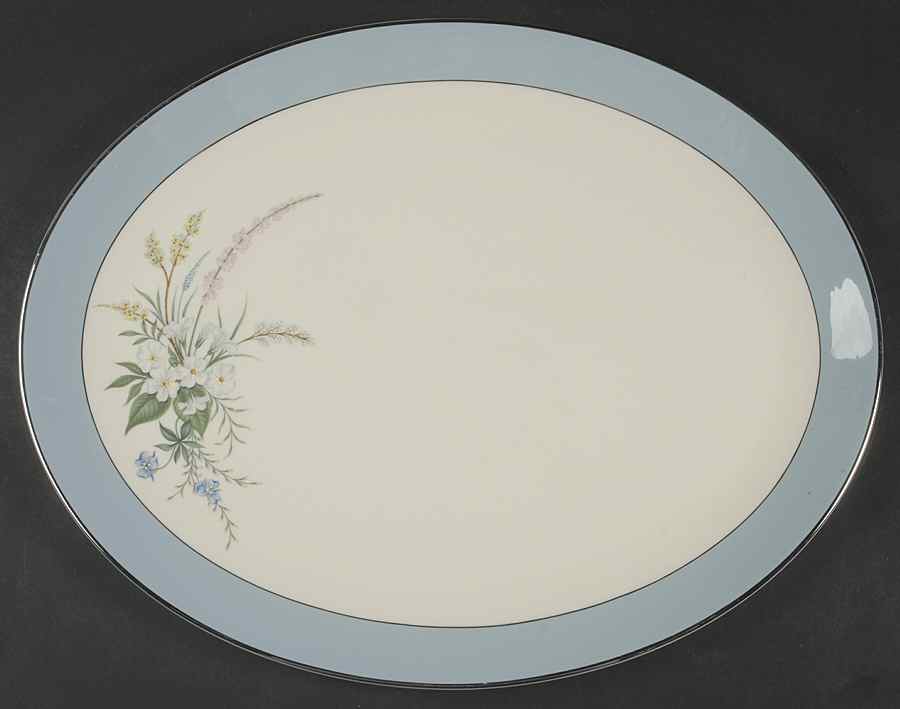 True Love Strata Blue (Rim & Coupe) 16" Oval Serving Platter by Flintridge-1