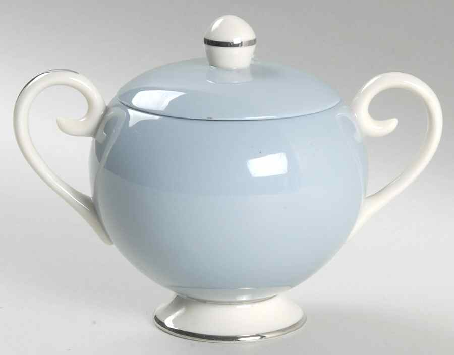 True Love Strata Blue (Rim & Coupe) Sugar Bowl & Lid by Flintridge-1