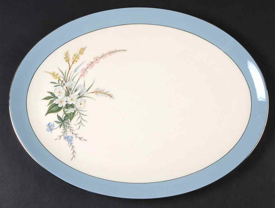 True Love Strata Blue (Rim & Coupe) 14" Oval Serving Platter by Flintridge-1