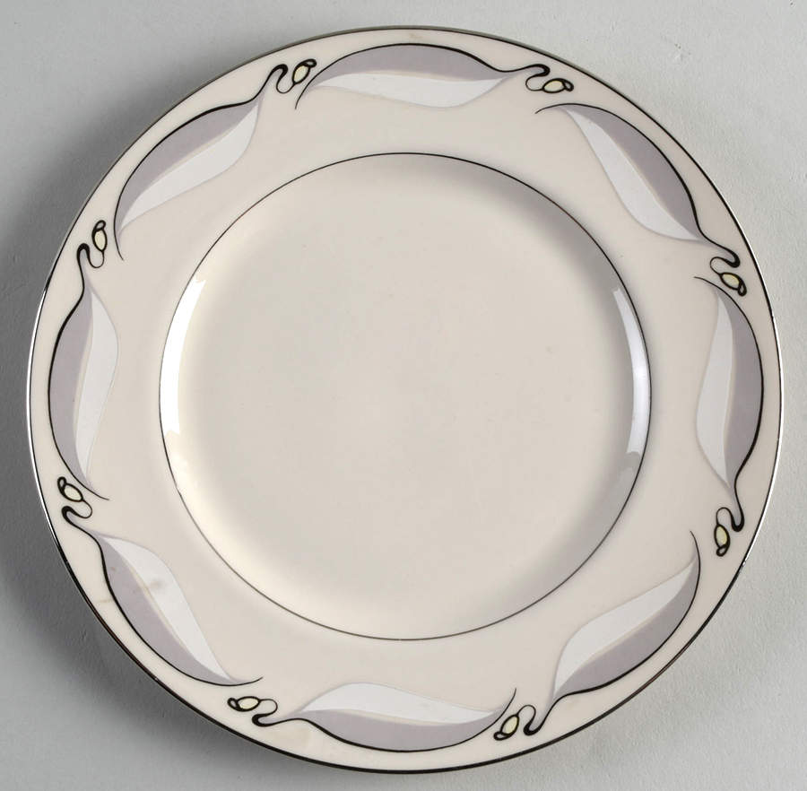Valinda Leaf Gray (Rim & Coupe) Salad Plate by Flintridge-1