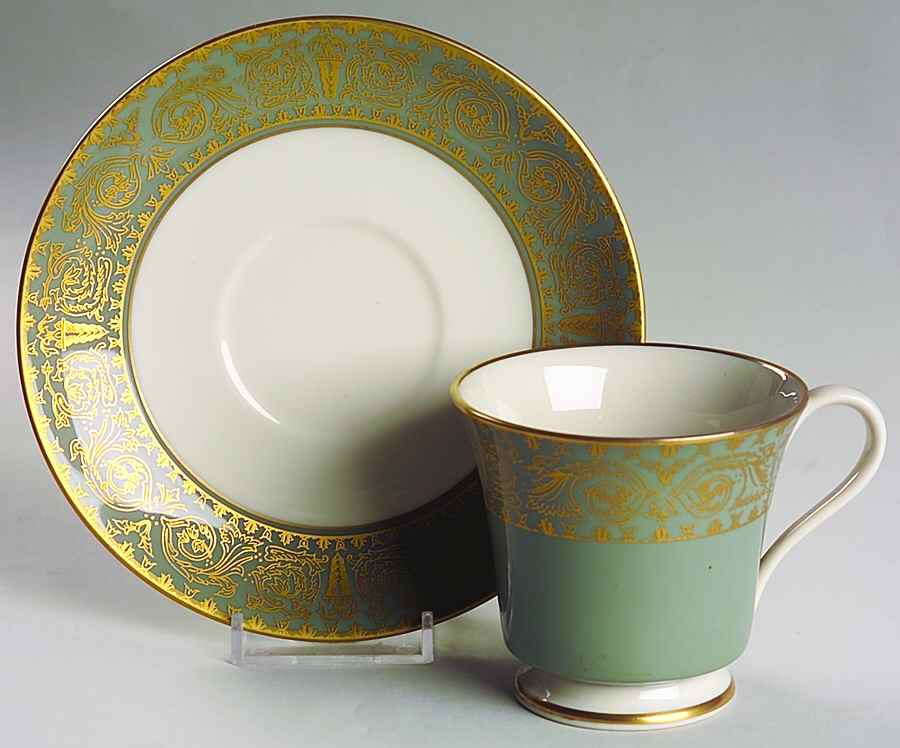 Vienna Sage Green Footed Cup & Saucer Set by Flintridge-1