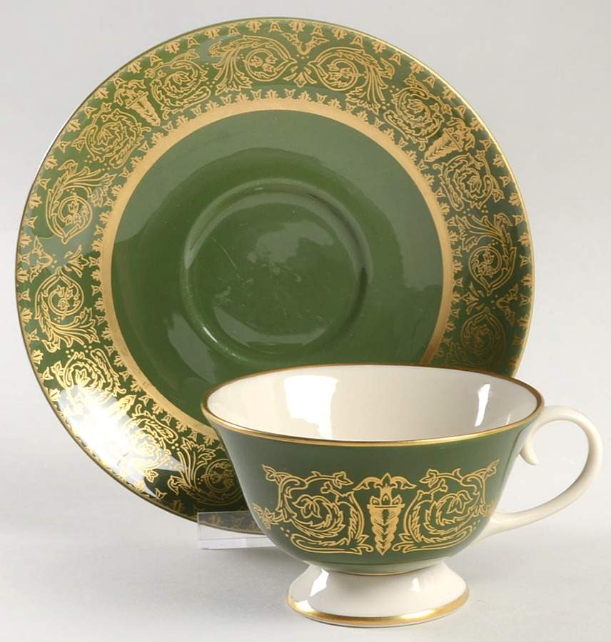 Vienna Spanish Green Footed Cup & Saucer Set by Flintridge-1