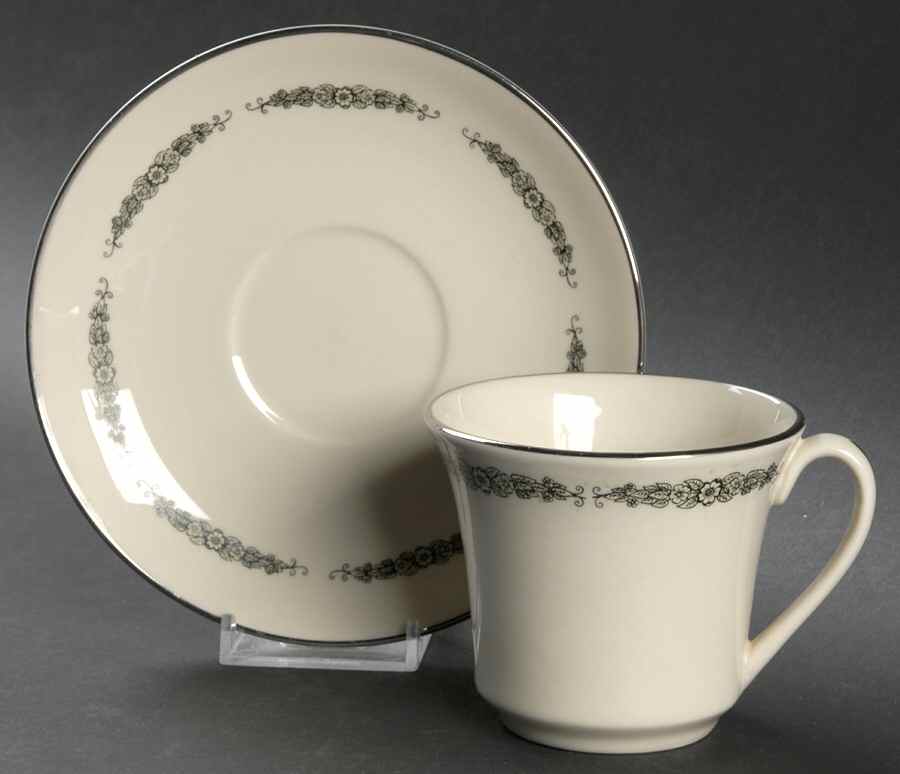 Winter Rose (Rim & Coupe) Footed Cup & Saucer Set by Flintridge-1