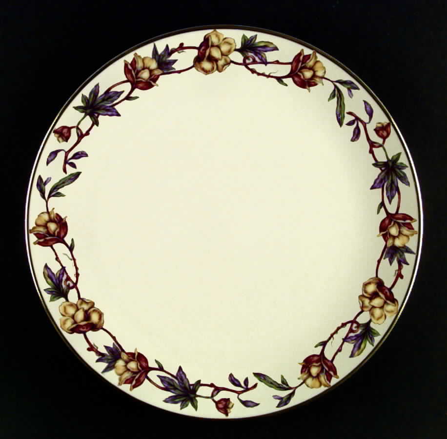 Woodrose No Color Band (Platinum Trim, Coupe) Dinner Plate by Flintridge-1