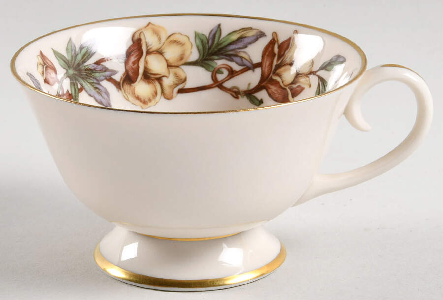 Woodrose No Color Band (Gold Trim, Rim) Footed Cup by Flintridge-1