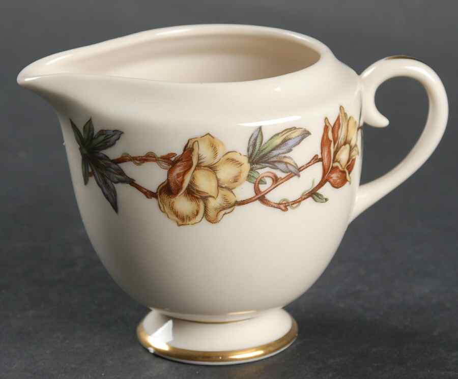 Woodrose No Color Band (Gold Trim, Rim) Mini Creamer by Flintridge-1