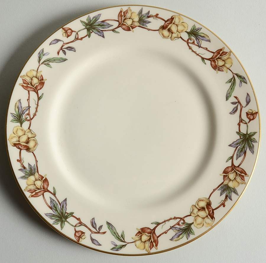 Woodrose No Color Band (Gold Trim, Rim) Salad Plate by Flintridge-1