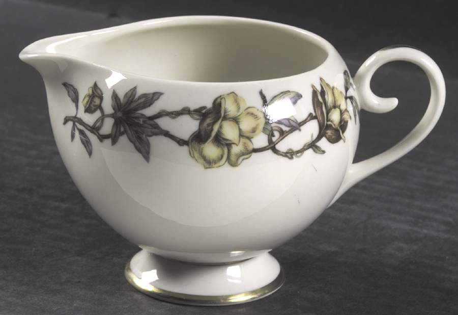 Woodrose No Color Band (Gold Trim, Rim) Creamer by Flintridge-1