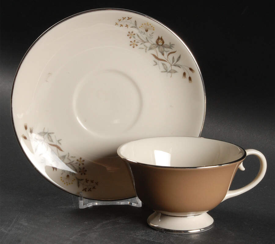 Woodsong Cocoa (Rim) Footed Cup & Saucer Set by Flintridge-1