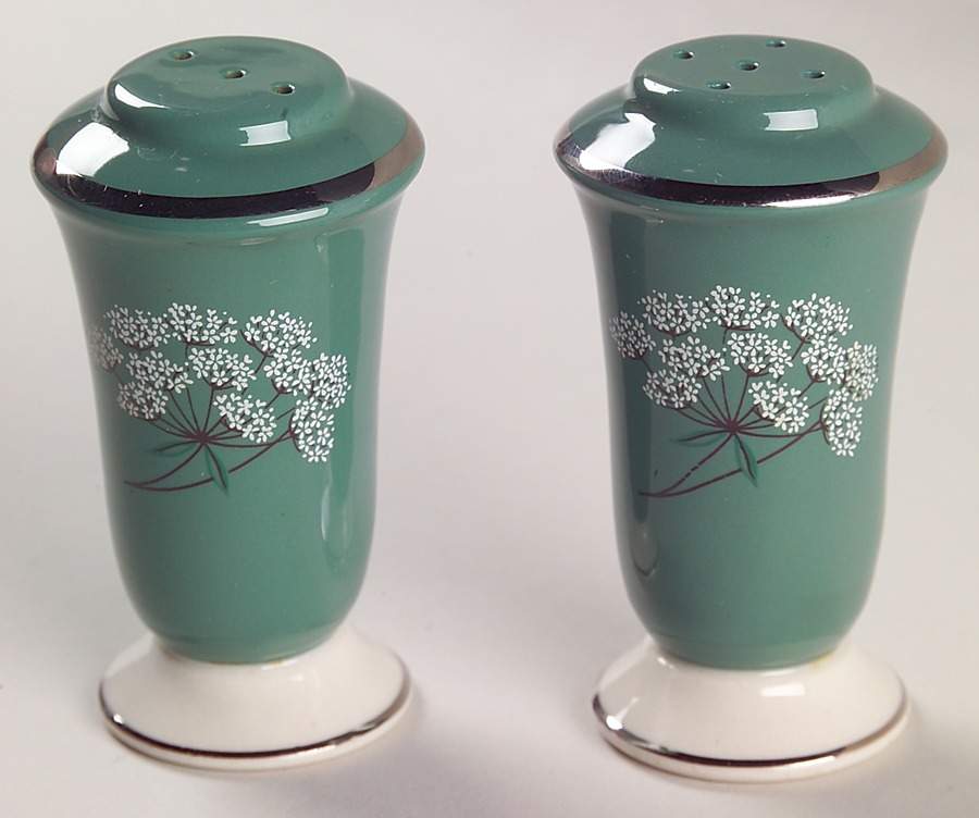 Queen's Lace Green Salt & Pepper Set by Fleetwood-1