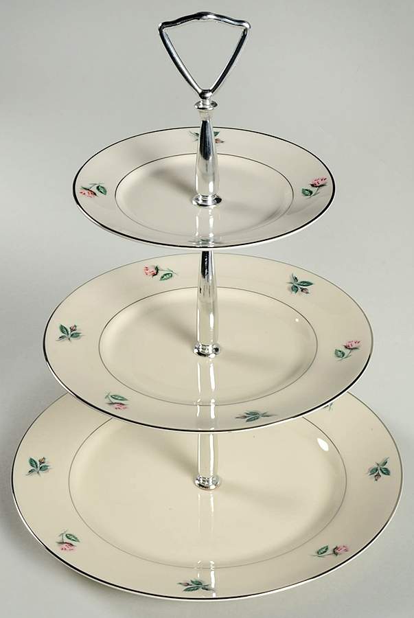 Sweetheart Rosebud 13 7/8"-14 1/4" 3-Tiered Serving Tray(DP,SP,BB) HC by Fleetwood-1
