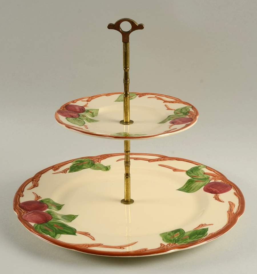 Apple (USA Backstamp) 2 Tiered Serving Tray (Dinner&Bread/Butter Plate) by Franciscan-1