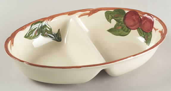 Apple (USA Backstamp) 10" Oval Divided Vegetable Bowl by Franciscan-1
