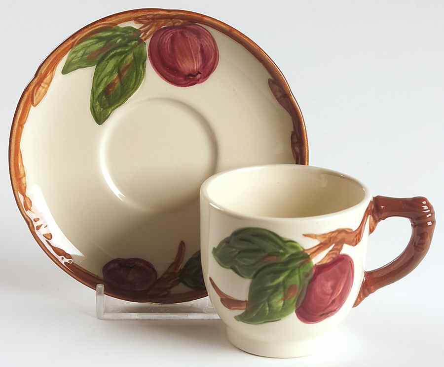 Apple (USA Backstamp) Flat Demitasse Cup & Saucer Set by Franciscan-1
