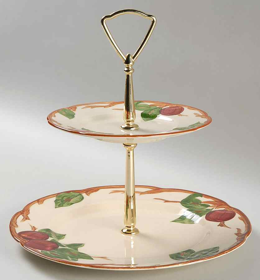 Apple (USA Backstamp) 2 Tiered Serving Tray (Lunch & Bread/Butter Plate) by Franciscan-1